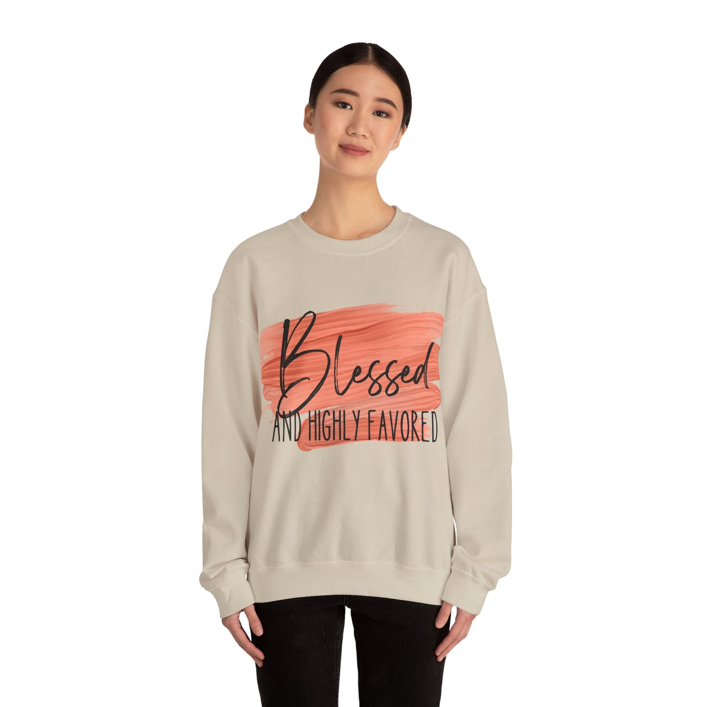 Blessed and Highly Favored Unisex Heavy Blend™ Crewneck Sweatshirt