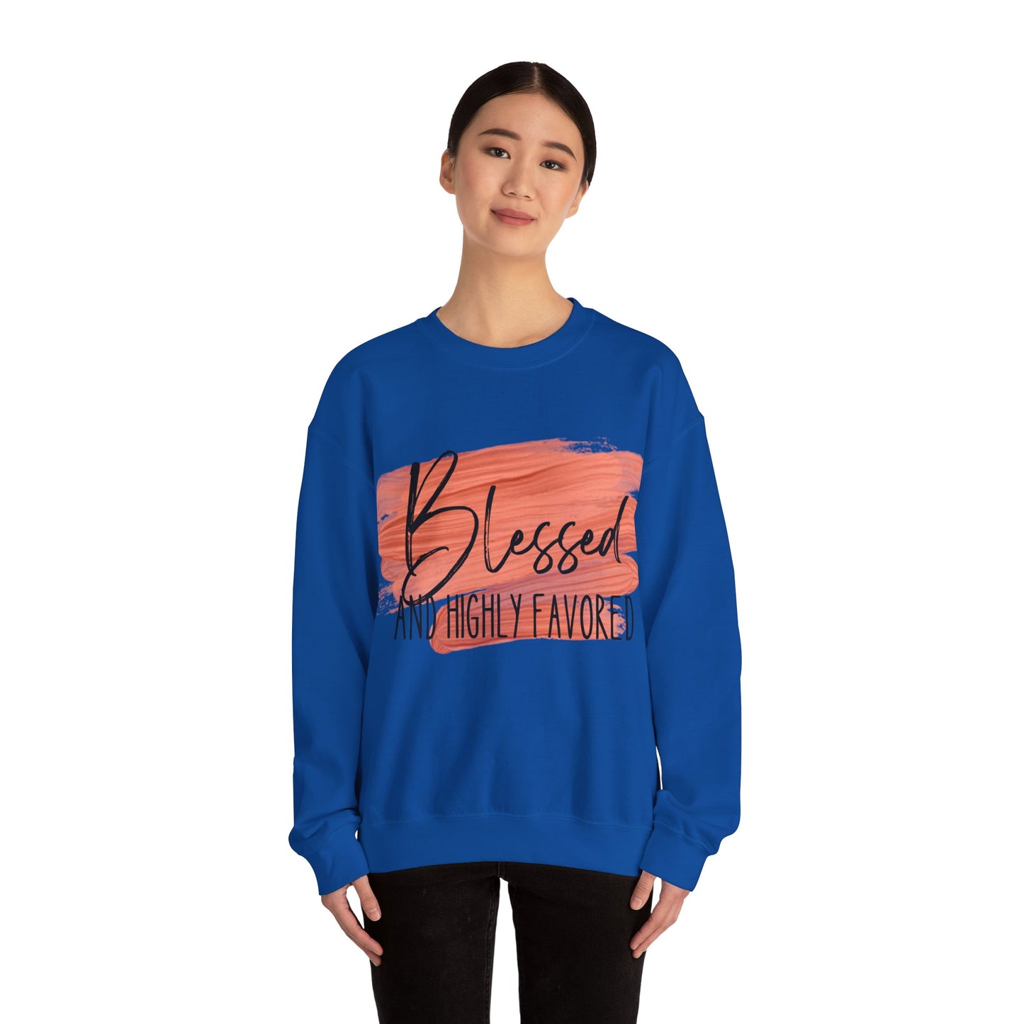 Blessed and Highly Favored Unisex Heavy Blend™ Crewneck Sweatshirt