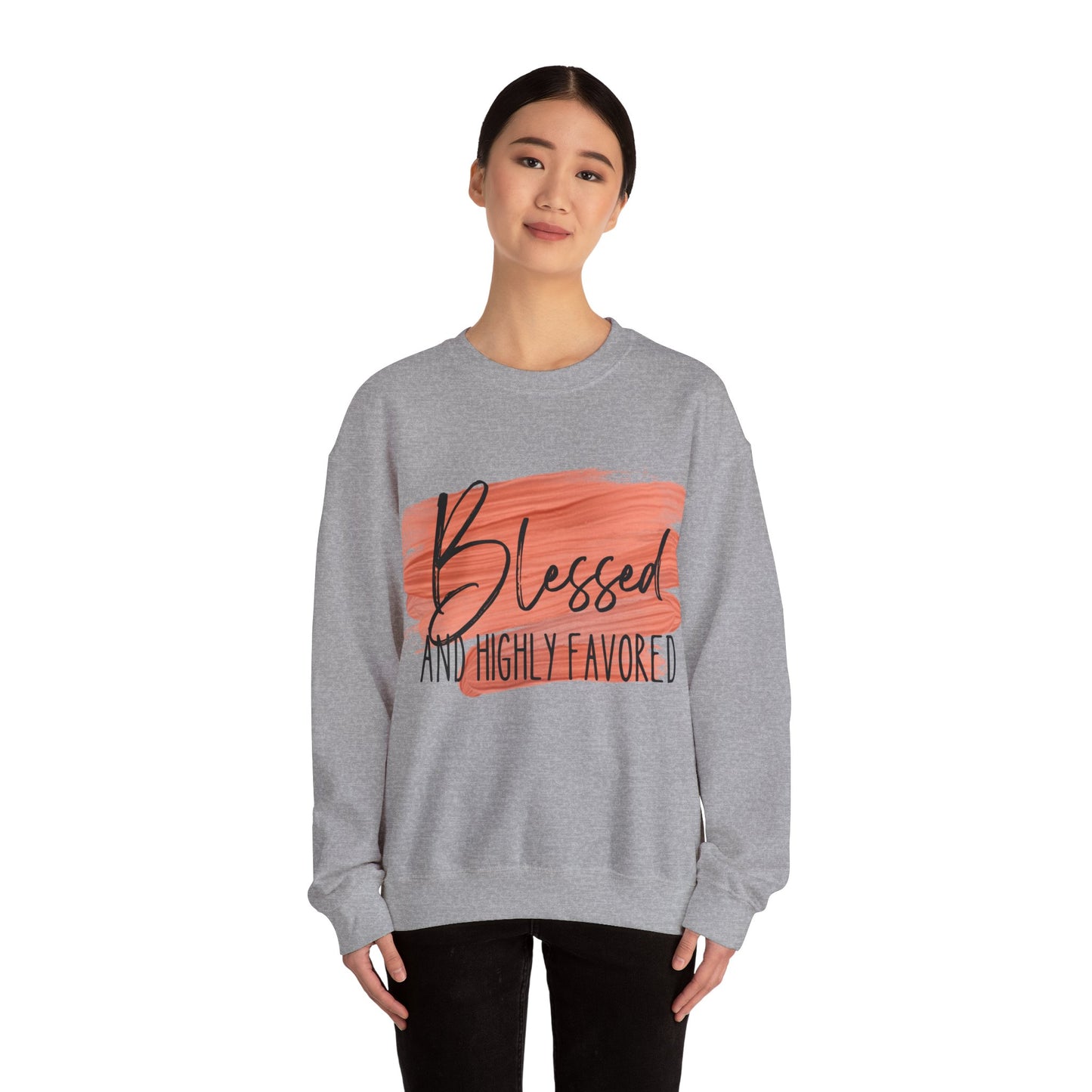 Blessed and Highly Favored Unisex Heavy Blend™ Crewneck Sweatshirt