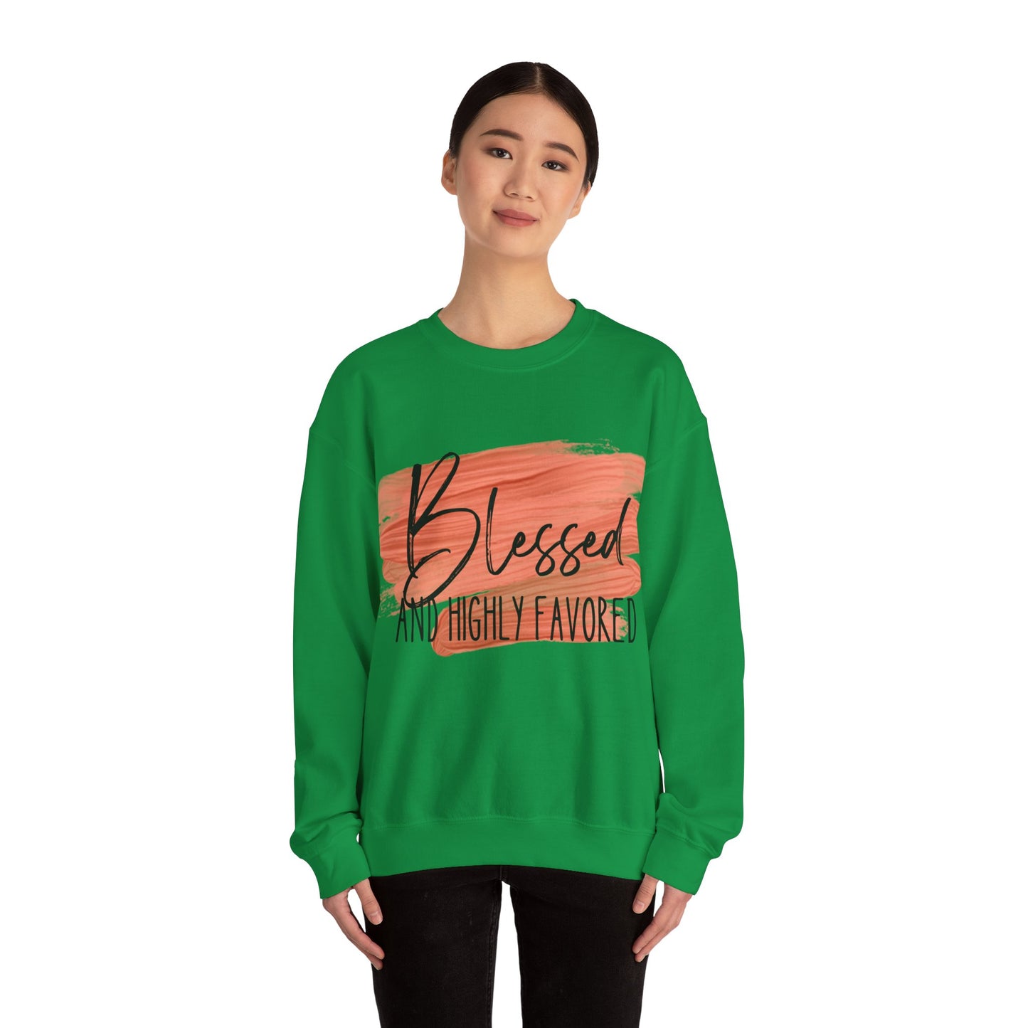 Blessed and Highly Favored Unisex Heavy Blend™ Crewneck Sweatshirt