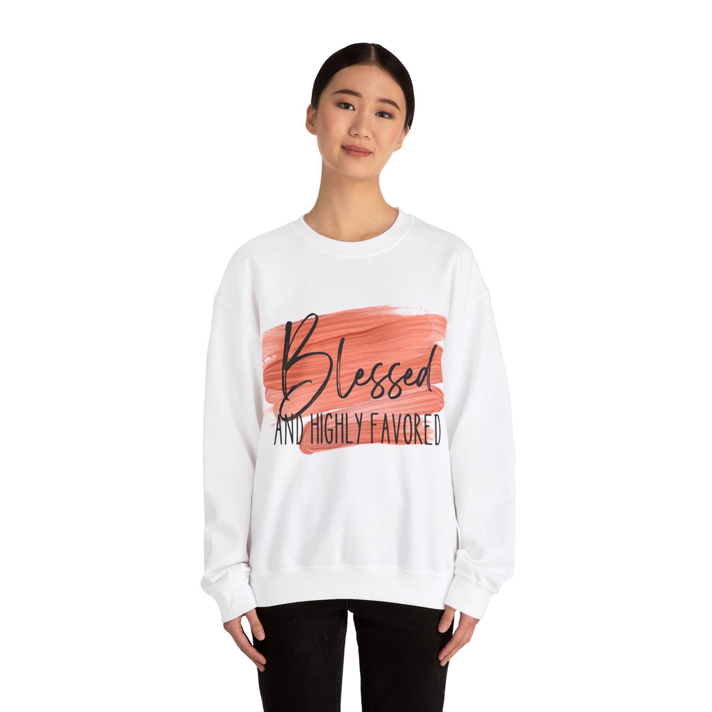 Blessed and Highly Favored Unisex Heavy Blend™ Crewneck Sweatshirt